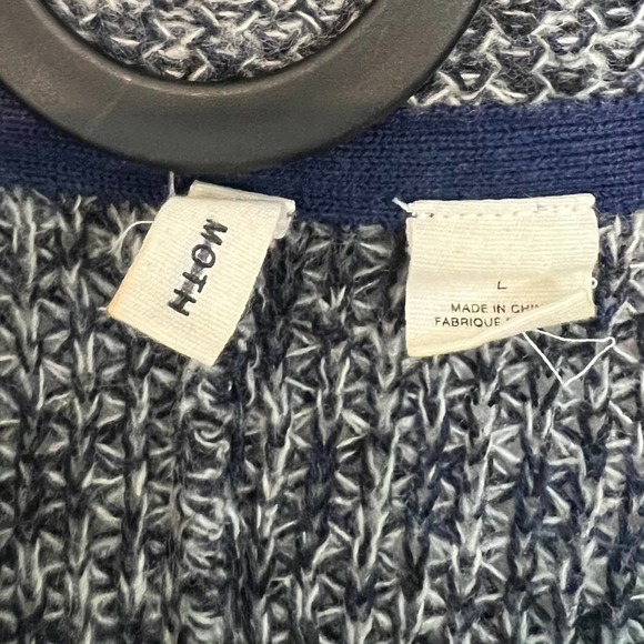 Moth by Anthropologie Wool Blend Blakely Marled Blue Blazer Knit Cardigan Large - Picture 6 of 8